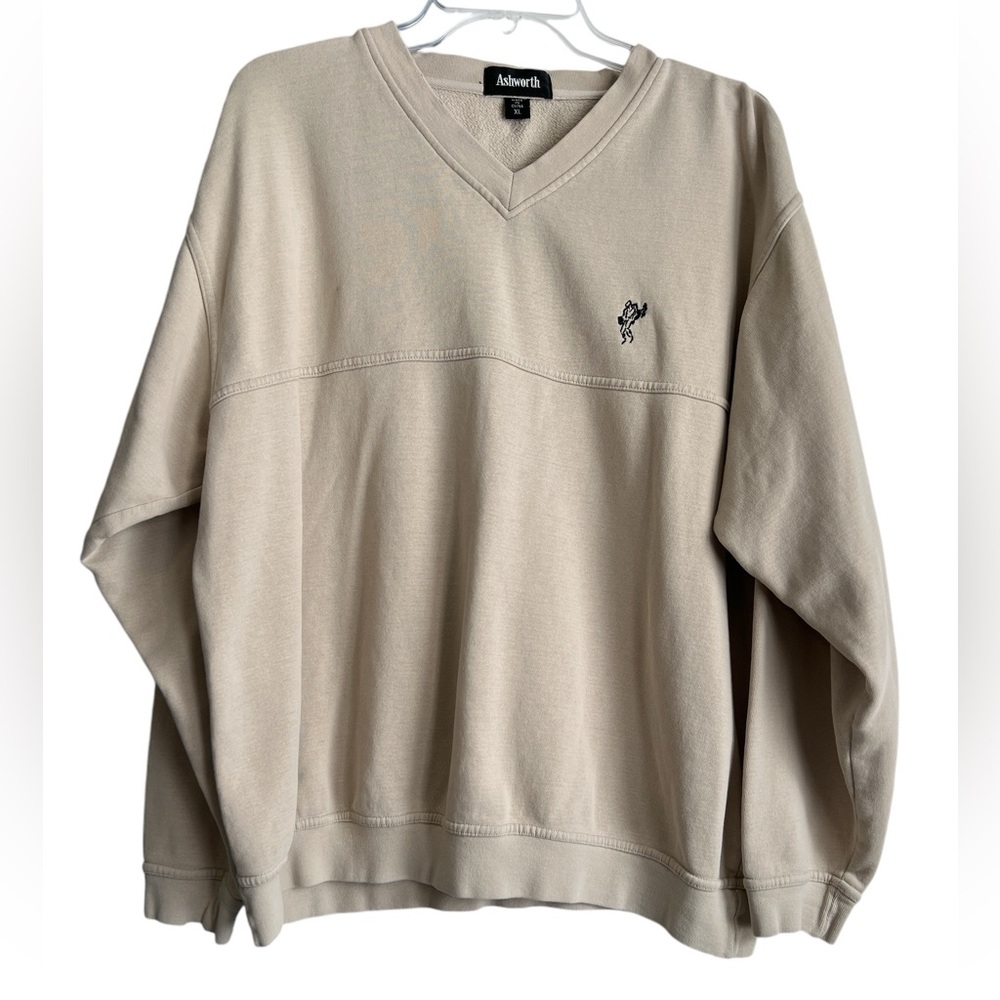Ashworth Sweatshirt Mens XL Tan Golf Logo Long Sleeve Crew